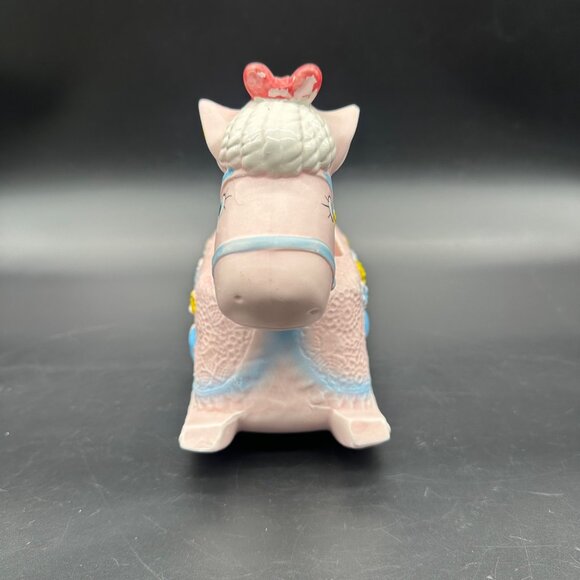 Vintage Baby Rocking Horse Planter Pink Kitsch Napco Taiwan Catch All Storage - Picture 3 of 12